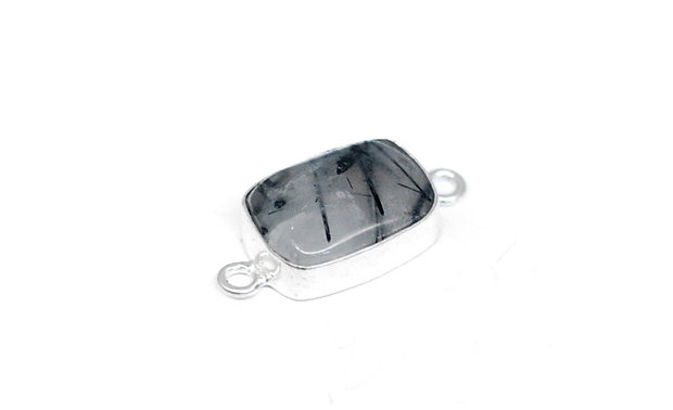 Conector Quartz turmalinat in rama argintata