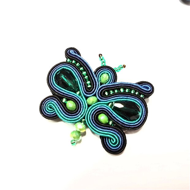 Brossa fluture verde-turcoaz