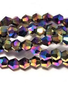 Cristale din sticla, biconice, 3~3.5 mm, electroplacate, multicolore