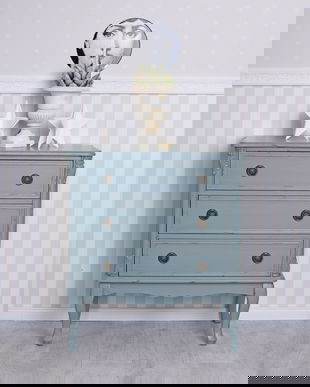 COMODA NOSTALGICA DIN LEMN MASIV ALBASTRU