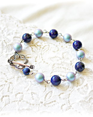 Bratara Perle albastre si lapis lazuli rezervat