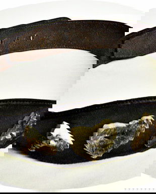 curea / brau  vintage de piele cu decoratiuni de os