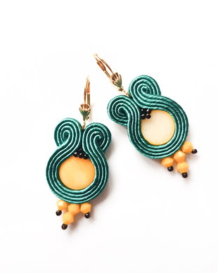 Cercei soutache verde-turcoaz