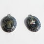 Pandantiv metalic oval cu cabochon din paua abalone aprox 5x22x30 mm (cu anoul)