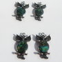 Pandantiv metalic bufnita cu cabochon din scoica paua abalone aprox 4x22x40 mm (cu anoul)