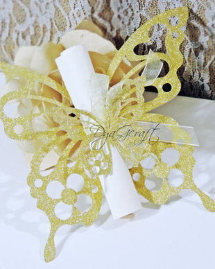 Invitatie cu fluture Praf de stele