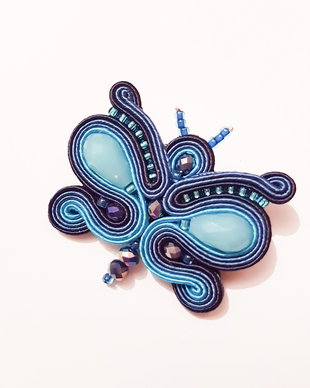 Brosa soutache fluture albastru