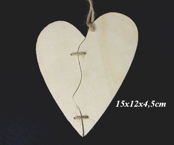 9947 - Blanc lemn natur, placaj, inima, 15x12x4,5cm