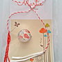 Brosa martisor cabochon sticla 14mm flori