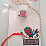 Brosa martisor cabochon sticla 14mm bufnita