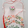 Brosa martisor cabochon sticla 14mm flori