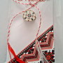 Brosa martisor cabochon sticla 14mm motive traditionale