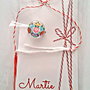 Brosa martisor cabochon sticla 14mm flori