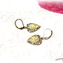 Cercei vintage cu trandafir galben si cristale Swarovski