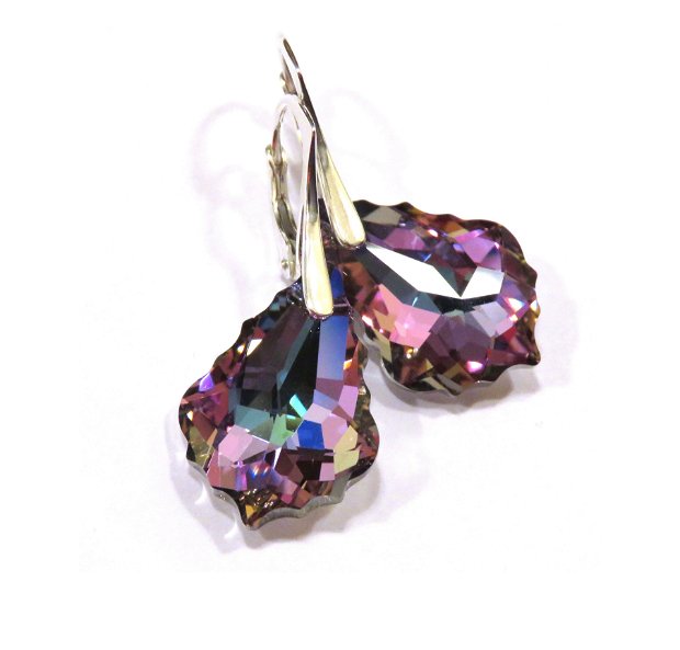 Cercei mari stralucitori din Cristale Swarovski baroc si pandantiv asortat - CE295.3, PA295.3 - Cercei casual delicati, cercei eleganti, cercei romantici, set cristale ocazie