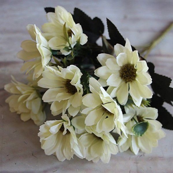 K0067 - Buchetel flori decorative, 5 fire, 10 flori, lungime 28cm, diametru floare 6-7cm