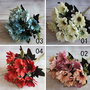 9850 - Buchetel flori decorative, 5 fire, 10 flori, lungime 28cm, diametru floare 6-7cm