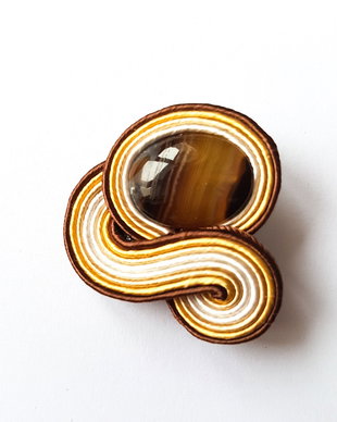 Brosa soutache agat maro