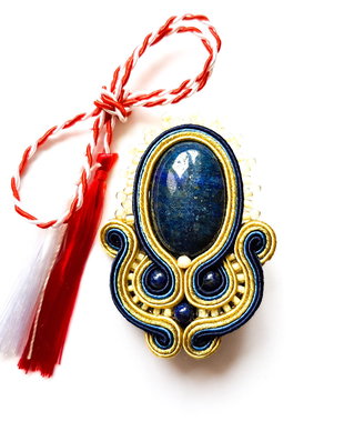 Brosa soutache lapis lazuli
