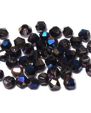 Cristale din sticla, biconice, 2 mm, AB, negre-H34
