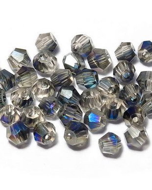 Cristale din sticla, biconice, 2 mm, AB, gri-H32