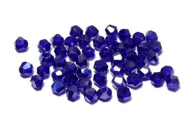 Cristale din sticla, biconice, 2 mm, AB, albastre-05