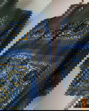 BLUZA ALBASTRA BUMBAC ARABESCURI