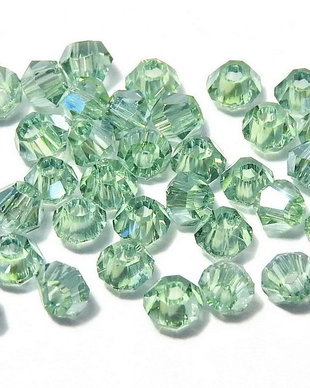 Cristale din sticla, biconice, 2 mm, verzi