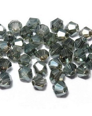 Cristale din sticla, biconice, 2 mm, gri-F20
