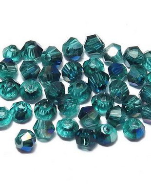 Cristale din sticla, biconice, 2 mm, AB, Teal-H27