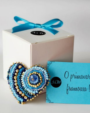 Brosa Martisor - Inimioara Albastra