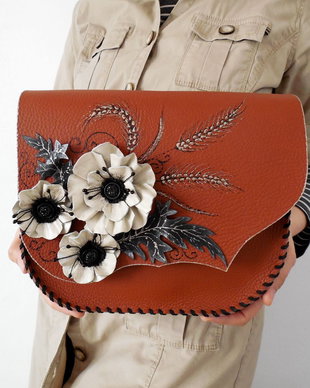 Geanta "Crossbody" handmade unicat- Ice Flowers