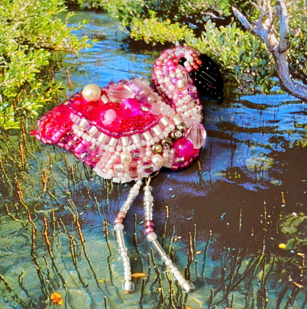 Brosa Martisor - Pink Flamingo