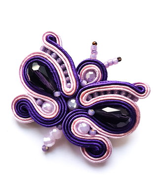 REZERVAT Brosa soutache fluture mov-roz-lila