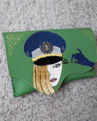 poseta plic handmade unicat din piele - Legally Blonde