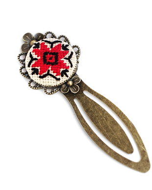 Semn de carte cu broderie manuala pe panza taraneasca cod 340