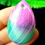 9976 - Pandantiv, agata, picatura, verde turcoaz roz alb, 41x26x8mm