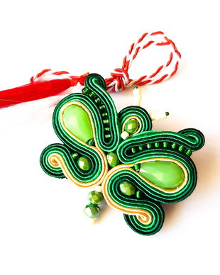 Brosa-martisor soutache fluture verde