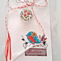 Brosa martisor cabochon sticla 14mm flori