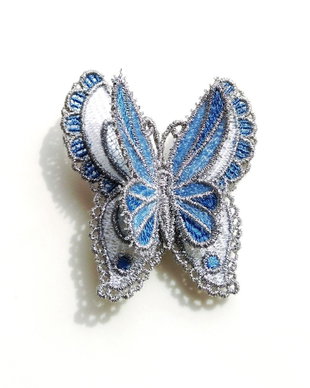 Brosa fluture dublu bleu tip brosa brodat