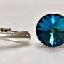 Cercei argint 925 tortita cu piatra Swarovski Rivoli 8mm Bermuda Blue