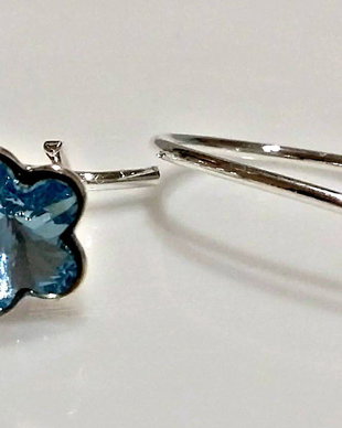Cercei argint 925 tortita cu piatra Swarovski Flower 6mm Aquamarine