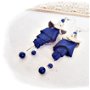 cercei bleumarin boboci de flori cu perle