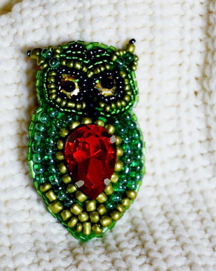 Brosa Martisor - Bufnita Verde