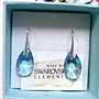 Cercei argint 925 cu piatra Swarovski Pear 16mm Aquamarine