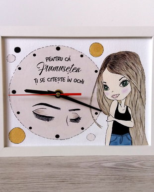 ceas pictat canvas personalizat 26x20cm my eyes