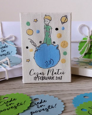 marturii botez Micul print magnetice handmade 6x8 cm