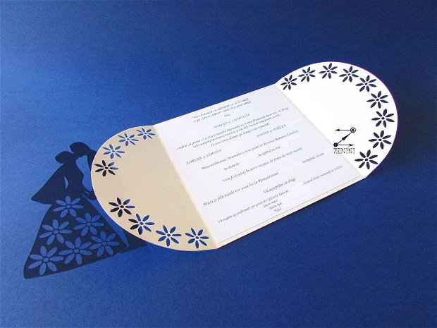 Invitatii nunta albastru romantic