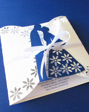 Invitatii nunta albastru romantic