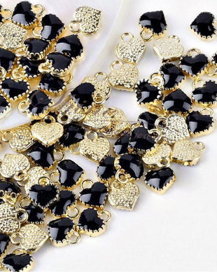 Charm inima neagra, 8x7.5x2.5mm